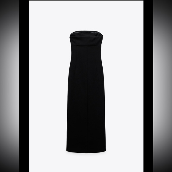 ZARA STRAIGHT NECK MIDI DRESS - Picture 8 of 9
